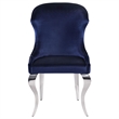 Pemberly Row Velvet Upholstered Dining Side Chair Set in Ink Blue