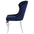 Pemberly Row Velvet Upholstered Dining Side Chair Set in Ink Blue