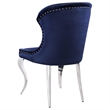 Pemberly Row Velvet Upholstered Dining Side Chair Set in Ink Blue