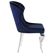 Pemberly Row Velvet Upholstered Dining Side Chair Set in Ink Blue