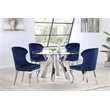 Pemberly Row Velvet Upholstered Dining Side Chair Set in Ink Blue
