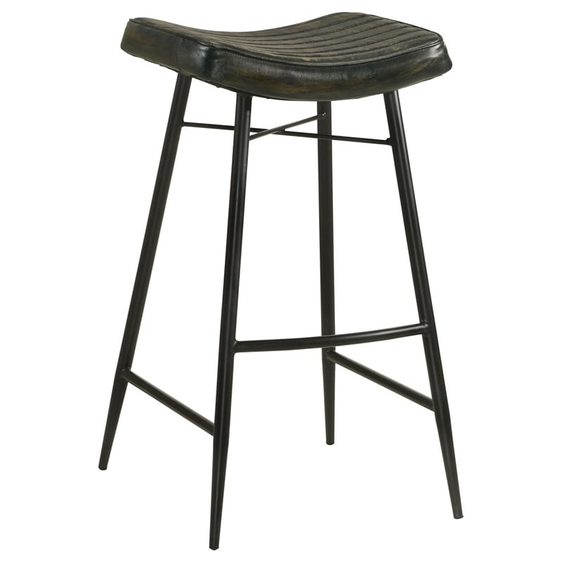Pemberly Row Backless Leather Upholstered Bar Stool Set in Espresso