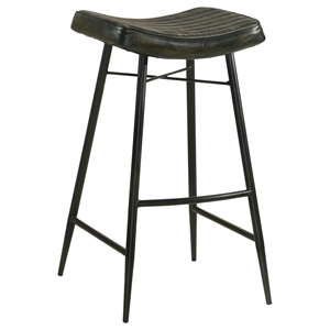 Pemberly Row Backless Leather Upholstered Bar Stool Set in Espresso