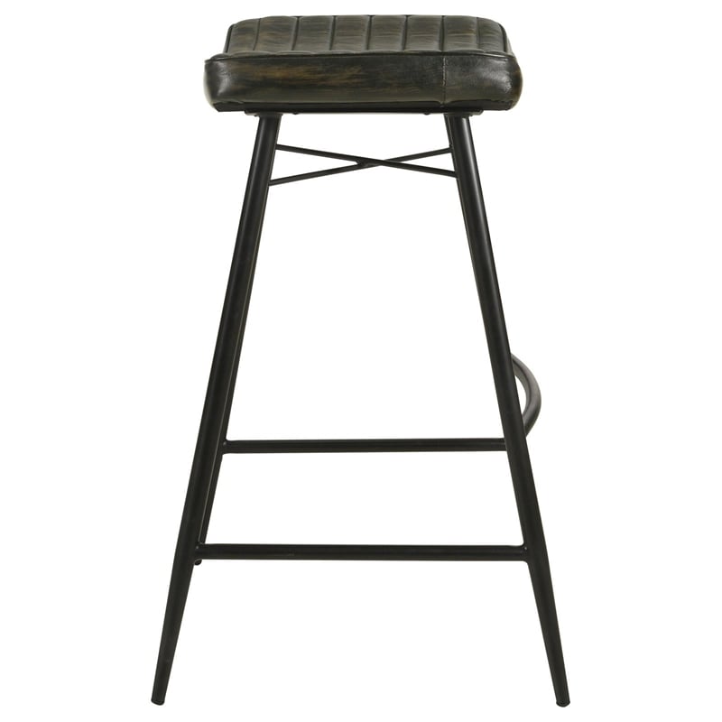 Pemberly Row Backless Leather Upholstered Bar Stool Set in Espresso