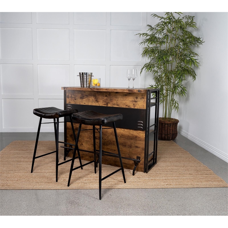 Pemberly Row Backless Leather Upholstered Bar Stool Set in Espresso