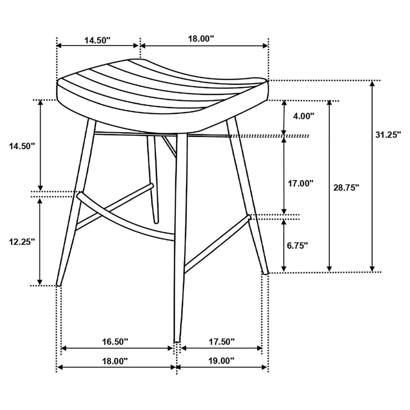 Pemberly Row Backless Leather Upholstered Bar Stool Set in Espresso