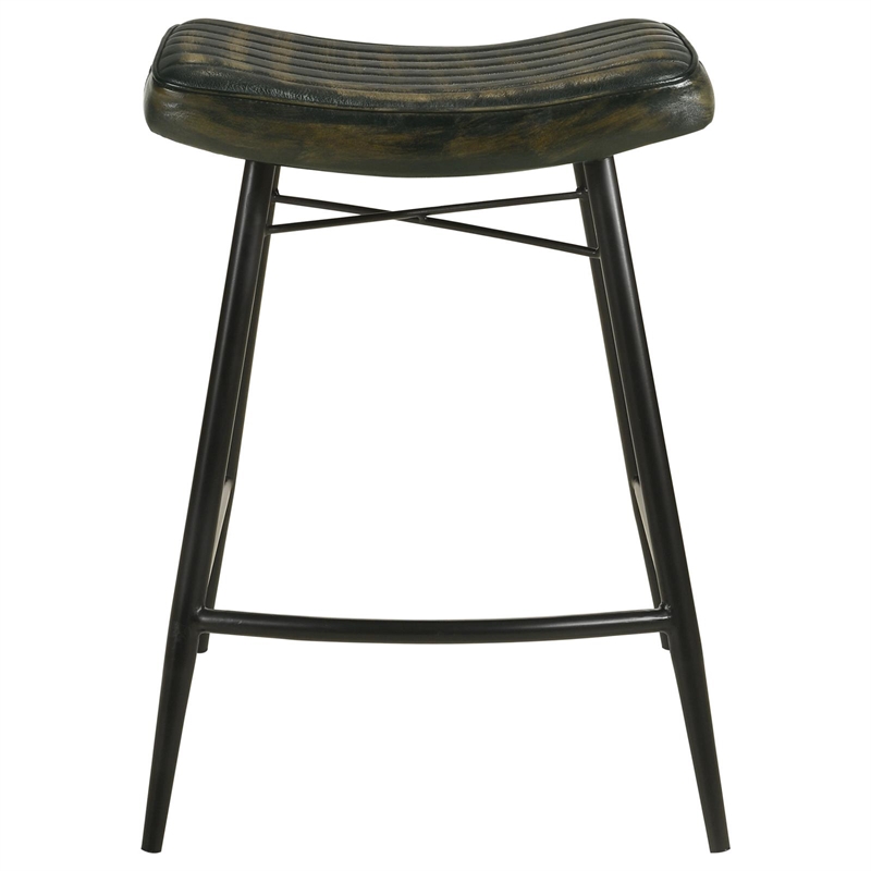 Pemberly Row Backless Leather Upholstered Counter Stool Set in Espresso