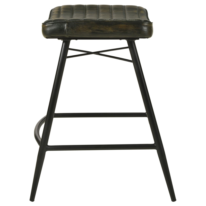 Pemberly Row Backless Leather Upholstered Counter Stool Set in Espresso