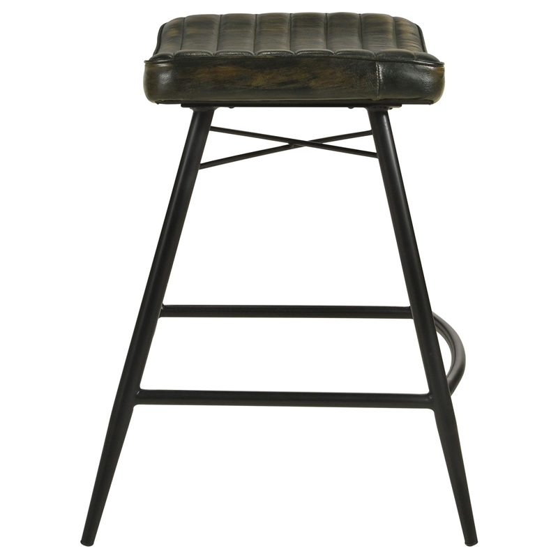 Pemberly Row Backless Leather Upholstered Counter Stool Set in Espresso