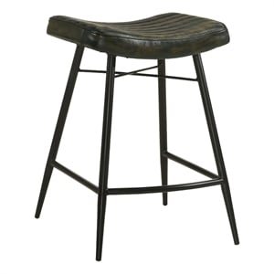 Pemberly Row Backless Leather Upholstered Counter Stool Set in Espresso