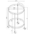 Pemberly Row 2-Tier Rolling Round Glass Shelf Metal Bar Cart in Chrome