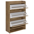 Pemberly Row Contemporary 3-tier Engineered Wood Shoe Cabinet in Brown