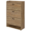 Pemberly Row Contemporary 3-tier Engineered Wood Shoe Cabinet in Brown