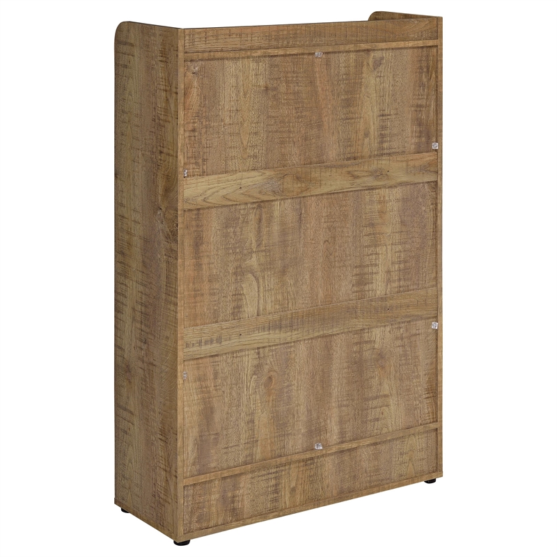 Pemberly Row Contemporary 3-tier Engineered Wood Shoe Cabinet in Brown