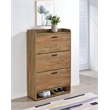 Pemberly Row Contemporary 3-tier Engineered Wood Shoe Cabinet in Brown