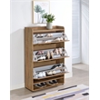 Pemberly Row Contemporary 3-tier Engineered Wood Shoe Cabinet in Brown