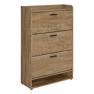 Pemberly Row Contemporary 3-tier Engineered Wood Shoe Cabinet in Brown