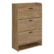 Pemberly Row Contemporary 3-tier Engineered Wood Shoe Cabinet in Brown