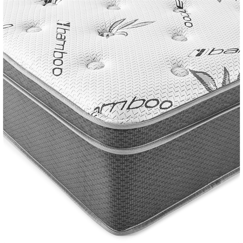 Pemberly Row 13-inch Full Bamboo Euro Top Memory Foam Hybrid Mattress