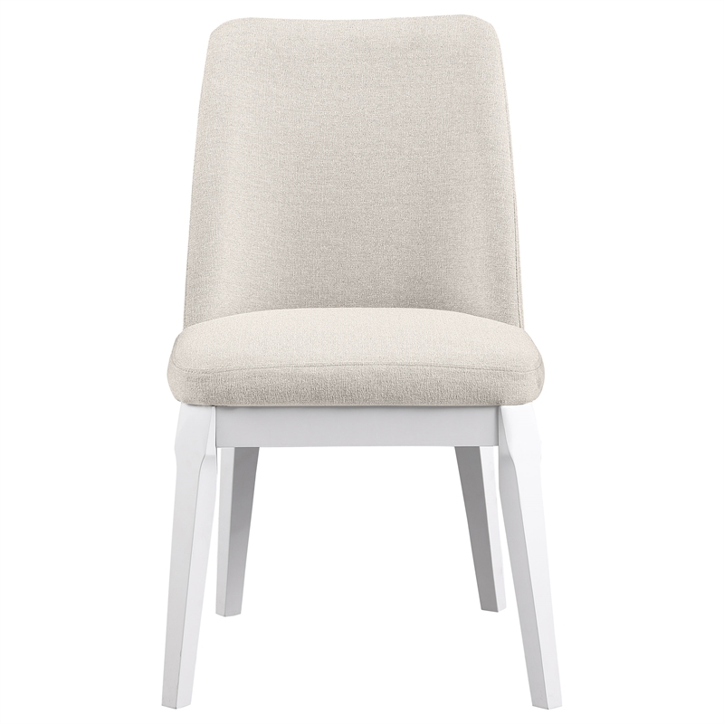 Pemberly Row Rubberwood Upholstered Dining Side Chair Set of 2 in Beige