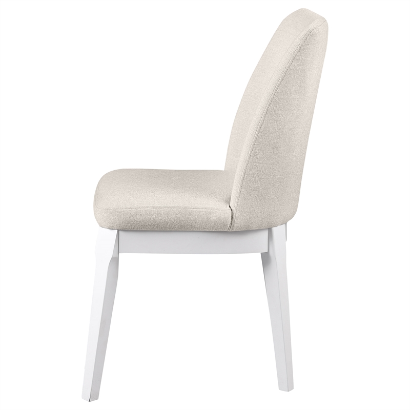 Pemberly Row Rubberwood Upholstered Dining Side Chair Set of 2 in Beige