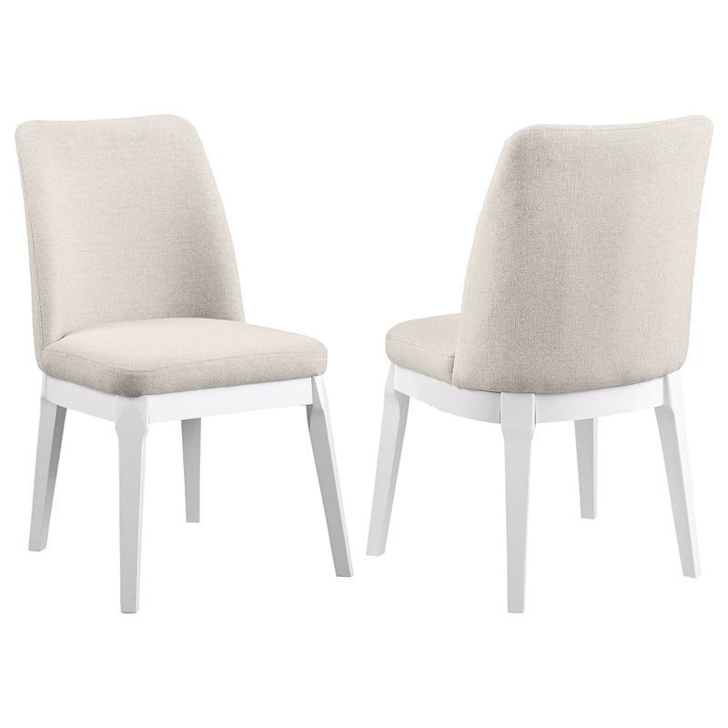 Pemberly Row Rubberwood Upholstered Dining Side Chair Set of 2 in Beige
