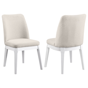 Pemberly Row Rubberwood Upholstered Dining Side Chair Set of 2 in Beige