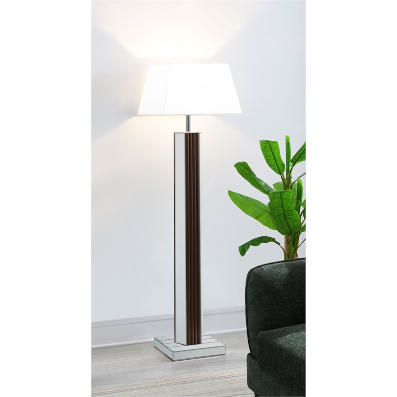 Pemberly Row 67-inch Square Tapered Mirrored Floor Lamp in Brown