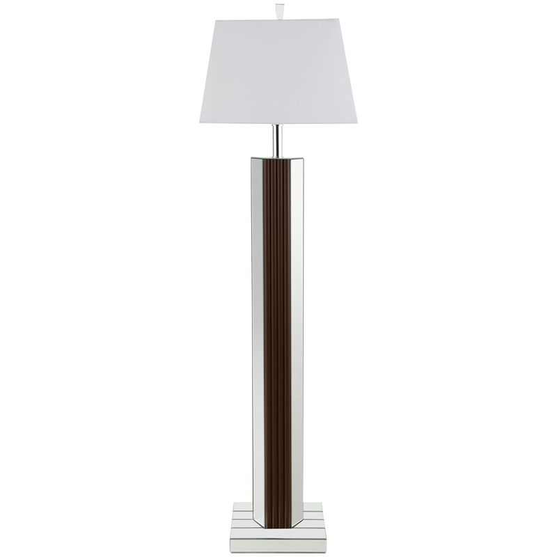 Pemberly Row 67-inch Square Tapered Mirrored Floor Lamp in Brown