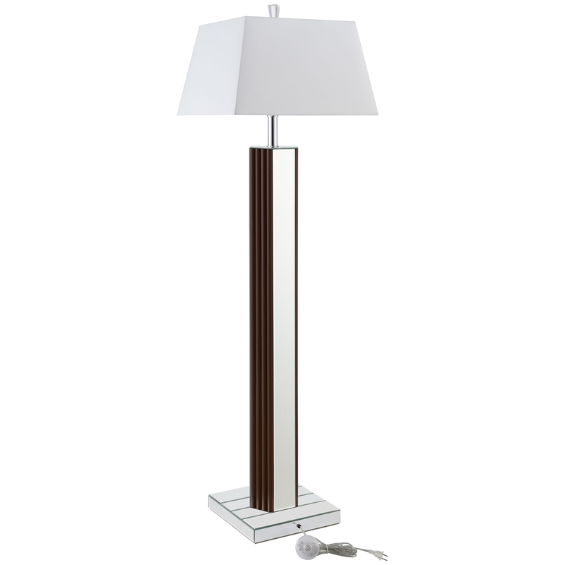 Pemberly Row 67-inch Square Tapered Mirrored Floor Lamp in Brown