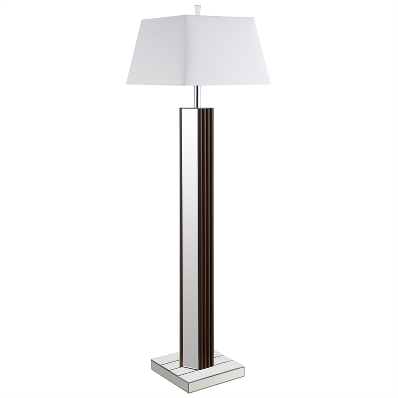Pemberly Row 67-inch Square Tapered Mirrored Floor Lamp in Brown