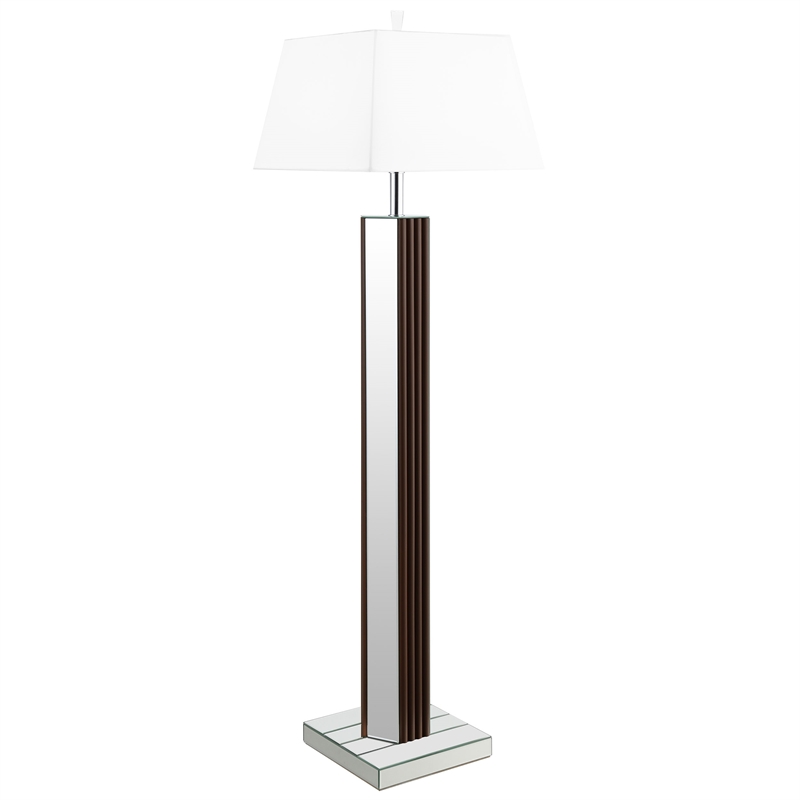 Pemberly Row 67-inch Square Tapered Mirrored Floor Lamp in Brown
