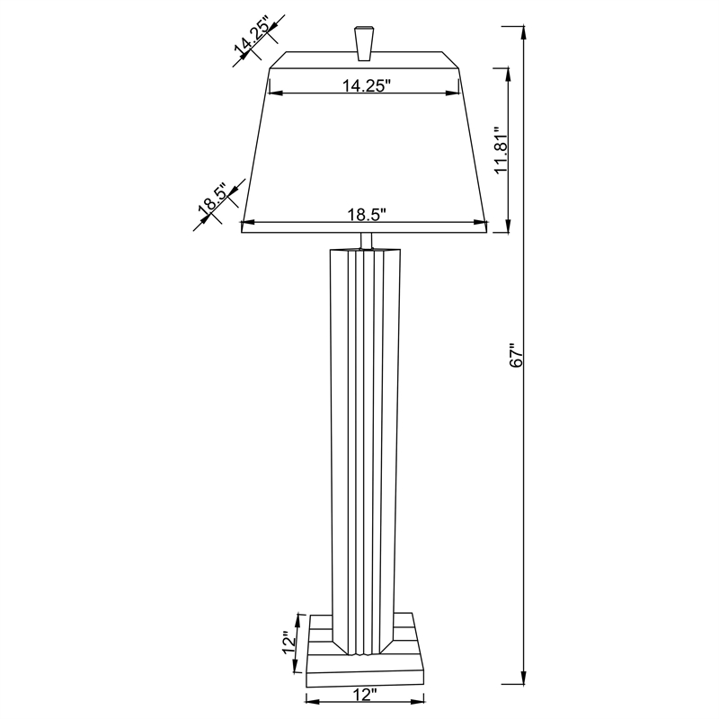 Pemberly Row 67-inch Square Tapered Mirrored Floor Lamp in Brown