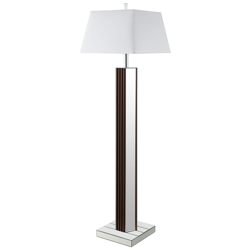 Pemberly Row 67-inch Square Tapered Mirrored Floor Lamp in Brown
