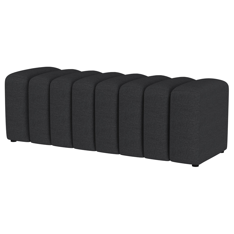 Pemberly Row Fabric Upholstered Tufted Accent Bench in Charcoal