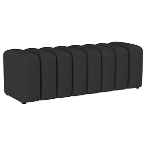 Pemberly Row Fabric Upholstered Tufted Accent Bench in Charcoal