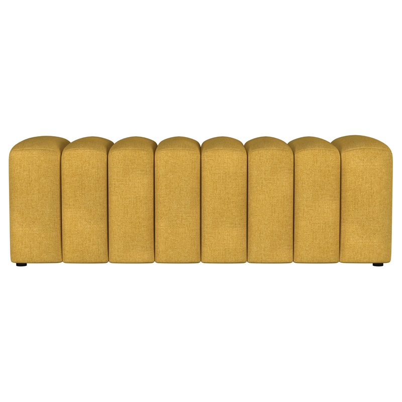 Pemberly Row Fabric Upholstered Tufted Accent Bench in Mustard Yellow