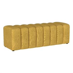 Pemberly Row Fabric Upholstered Tufted Accent Bench in Mustard Yellow