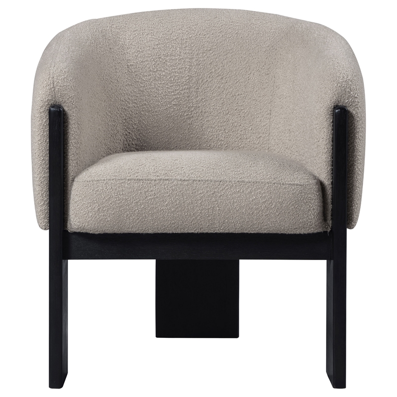 Pemberly Row Boucle Upholstered Barrel Back Accent Chair in Beige