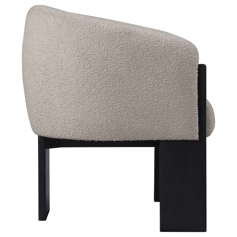 Pemberly Row Boucle Upholstered Barrel Back Accent Chair in Beige