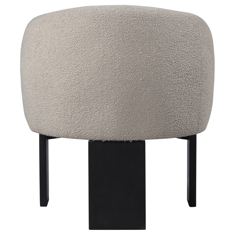 Pemberly Row Boucle Upholstered Barrel Back Accent Chair in Beige