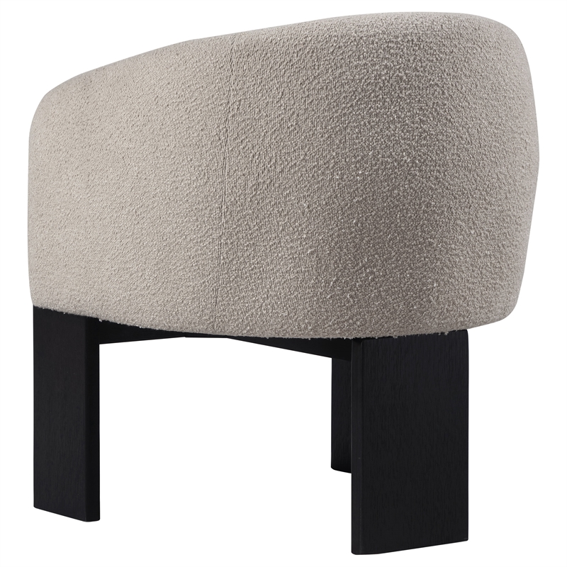 Pemberly Row Boucle Upholstered Barrel Back Accent Chair in Beige
