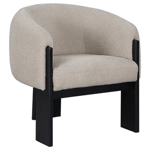Pemberly Row Boucle Upholstered Barrel Back Accent Chair in Beige