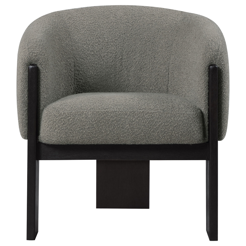 Pemberly Row Boucle Upholstered Barrel Back Accent Chair in Brown