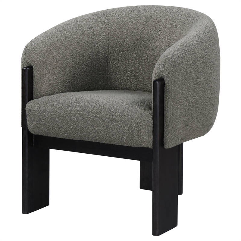 Pemberly Row Boucle Upholstered Barrel Back Accent Chair in Brown