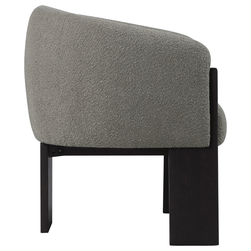 Pemberly Row Boucle Upholstered Barrel Back Accent Chair in Brown