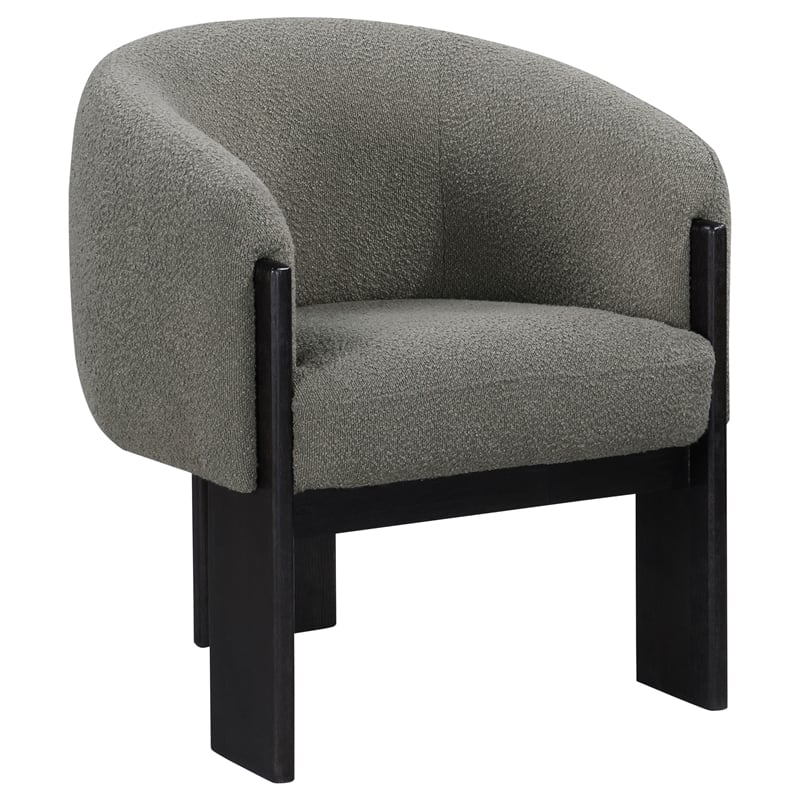 Pemberly Row Boucle Upholstered Barrel Back Accent Chair in Brown