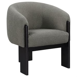 Pemberly Row Boucle Upholstered Barrel Back Accent Chair in Brown