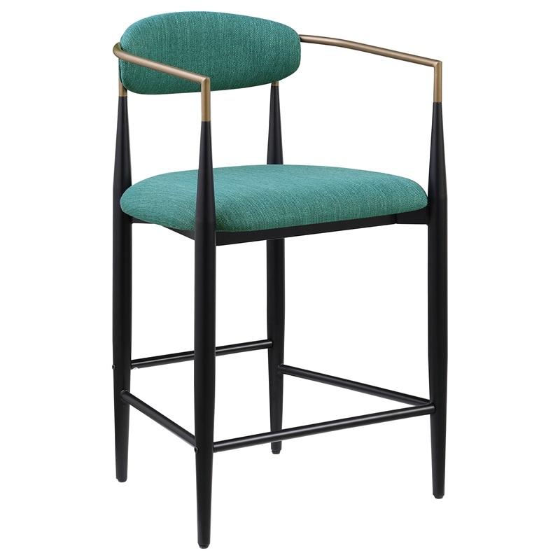 Pemberly Row Fabric Upholstered Counter Chair Set of 2 in Green