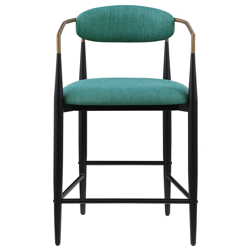 Pemberly Row Fabric Upholstered Counter Chair Set of 2 in Green